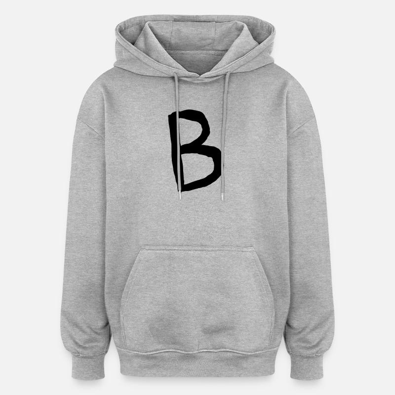 Buchstaben B - Oversized Unisex Hoodie - Grau meliert
