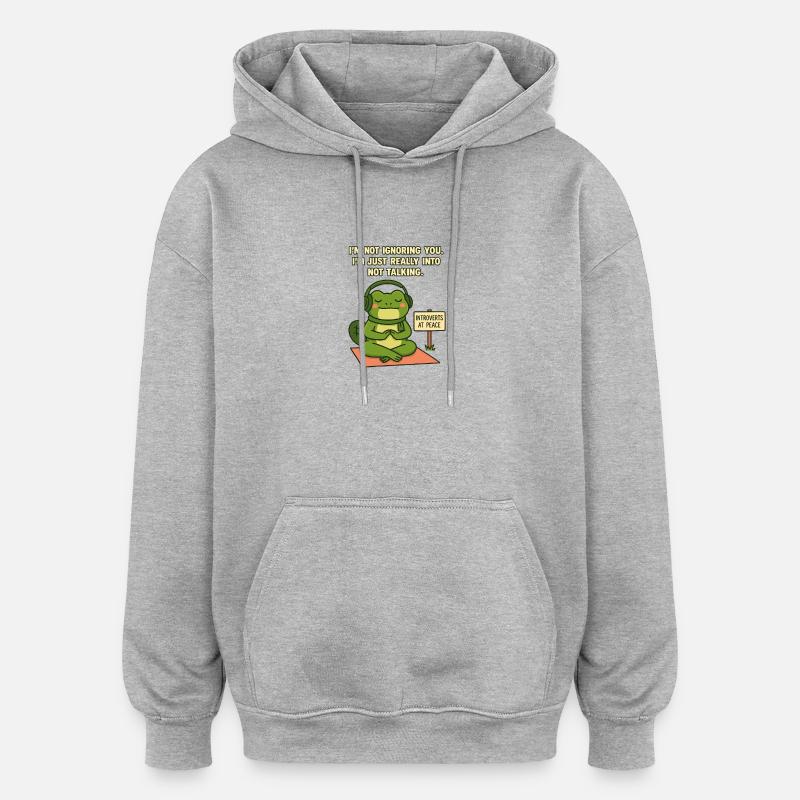 Grenouille introvertie en paix - Sweat à capuche oversize unisexe - gris chiné