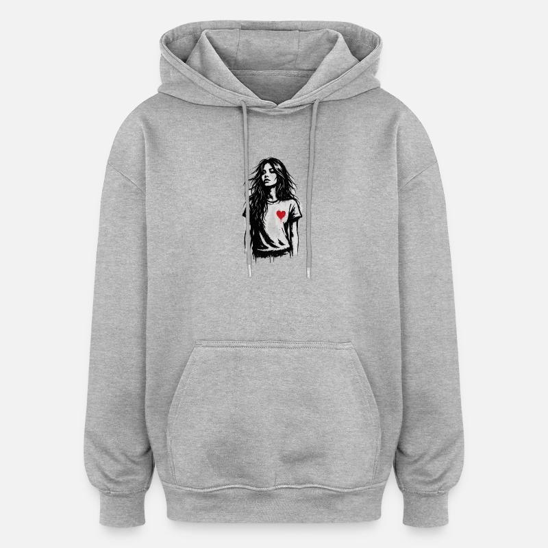 Bubble Groove mit Kopfhörern - Oversized Unisex Hoodie - Grau meliert
