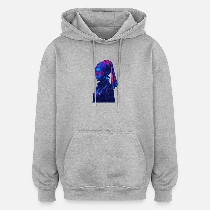 Cyberpunk mit Perle - Oversized Unisex Hoodie - Grau meliert