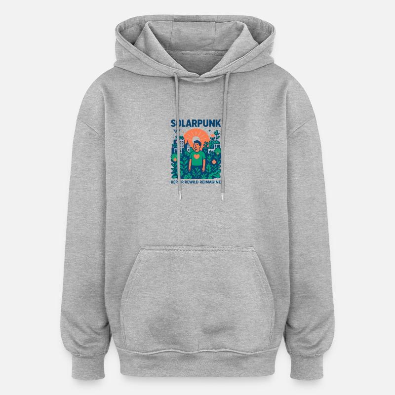 Solarpunk Manifest - Oversized Unisex Hoodie - Grau meliert