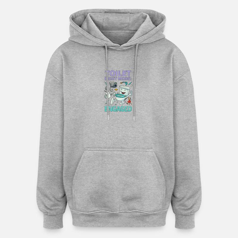 Toilettenkampf-Modus – Absurdes Hirnfäule-Design - Oversized Unisex Hoodie - Grau meliert