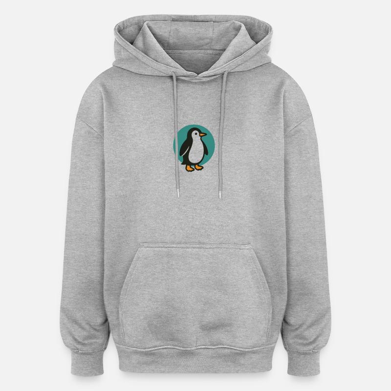 Pinguin - Oversized Unisex Hoodie - Grau meliert