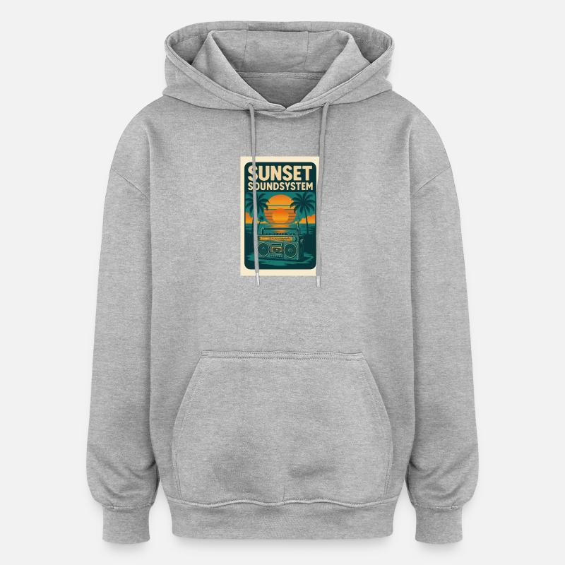 Sunset Soundsystem - Oversized Unisex Hoodie - Grau meliert