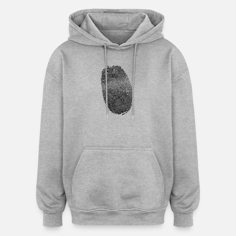 Empreinte digitale - Sweat à capuche oversize unisexe - gris chiné