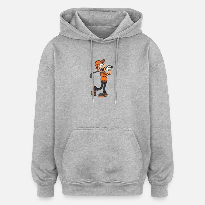 Golfeur de dessin animé - Homme - Sweat à capuche oversize unisexe - gris chiné