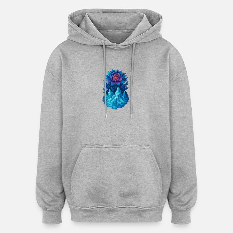 Floraison glaciaire - Sweat à capuche oversize unisexe - gris chiné