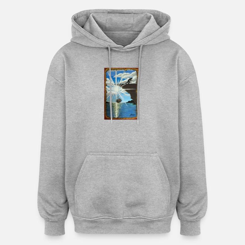 La vie est dure - Sweat à capuche oversize unisexe - gris chiné