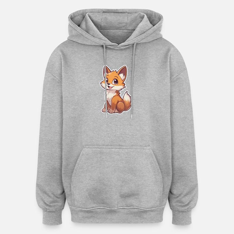 Fuchs - Oversized Unisex Hoodie - Grau meliert