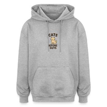Cats Before Guys - Oversized Unisex Hoodie - heather grey - Front - Noah (186cm)