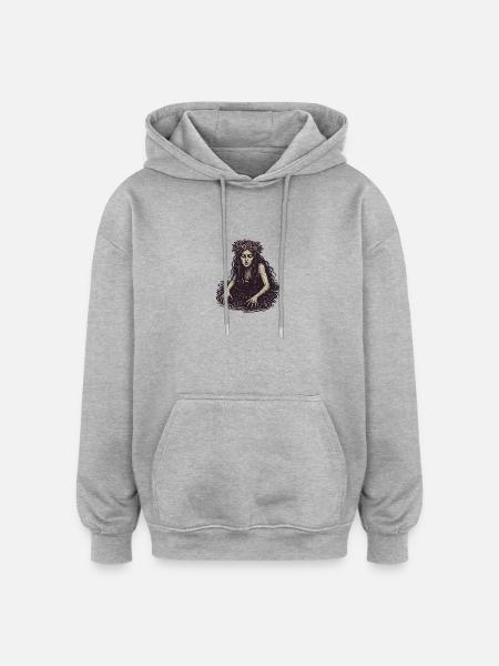 Mystic Water Nymph Illustration - Oversized Unisex Hoodie - heather grey