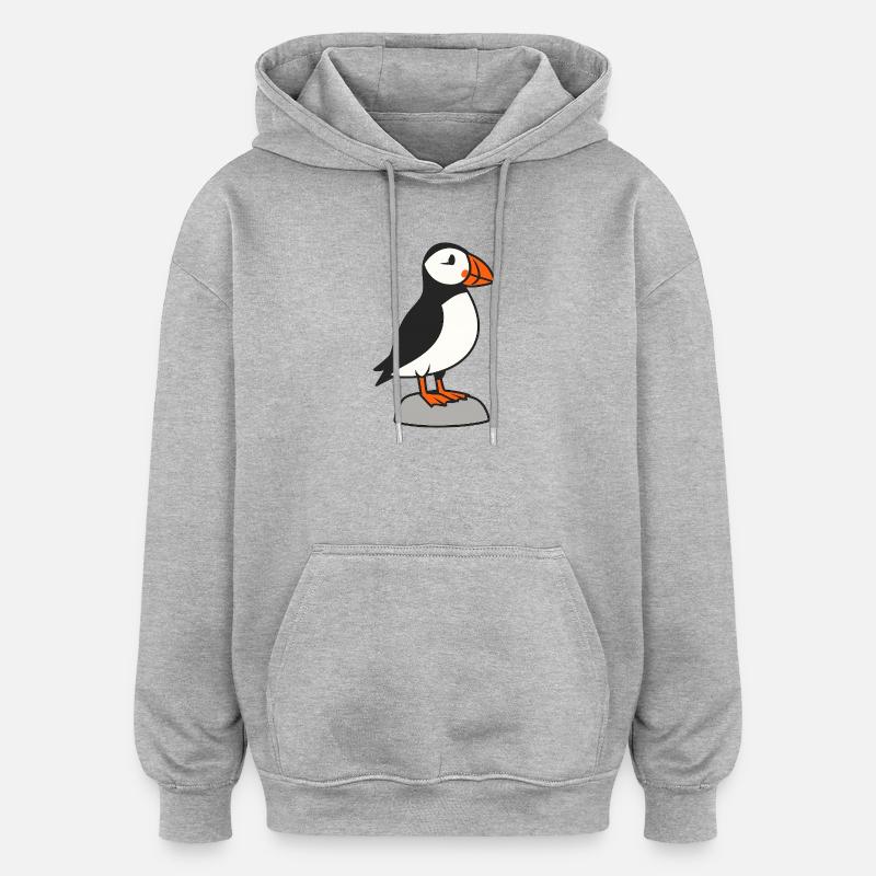 Imprimé pingouin mignon pour les enfants - Sweat à capuche oversize unisexe - gris chiné