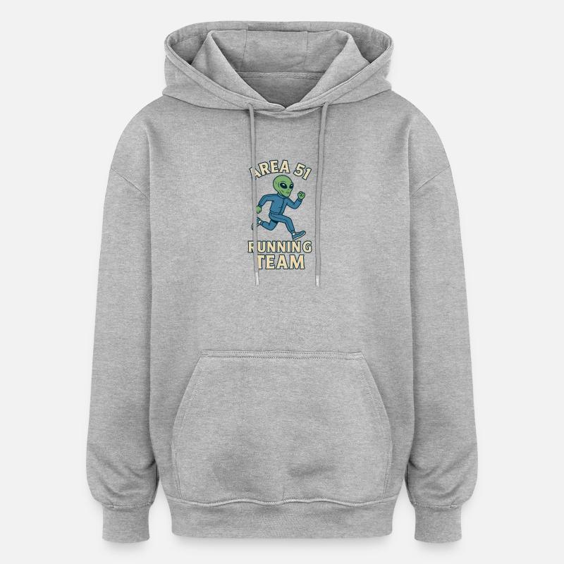 Alien Laufteam Area 51 Design - Oversized Unisex Hoodie - Grau meliert