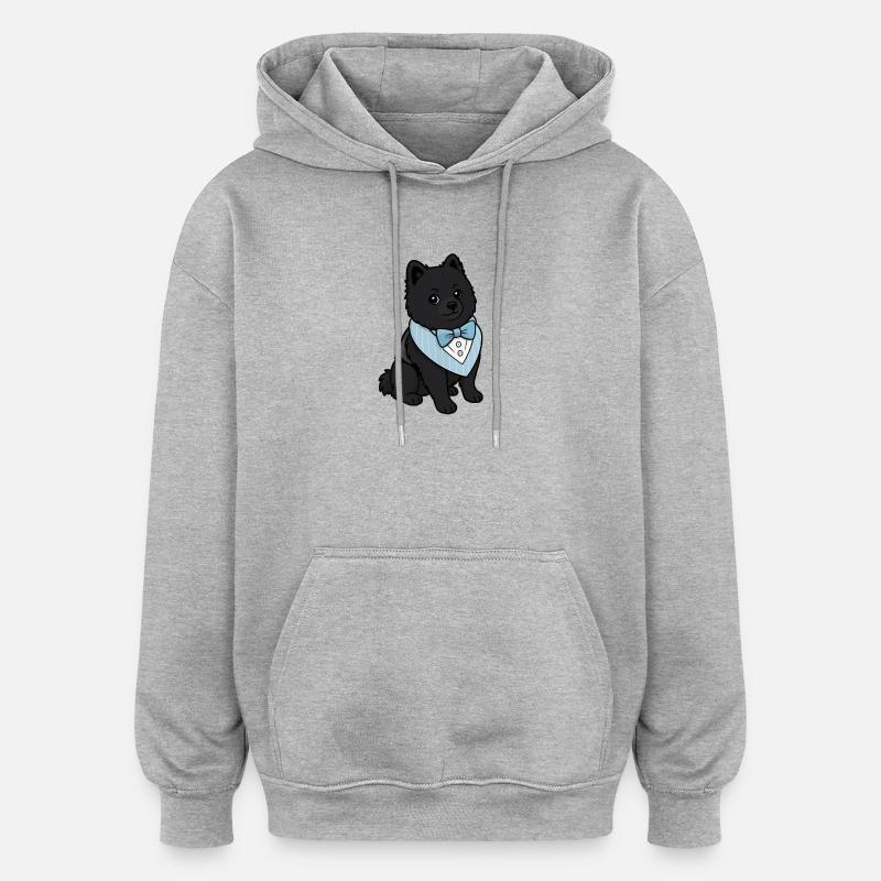 Chien Spitz élégant en nœud papillon - Sweat à capuche oversize unisexe - gris chiné