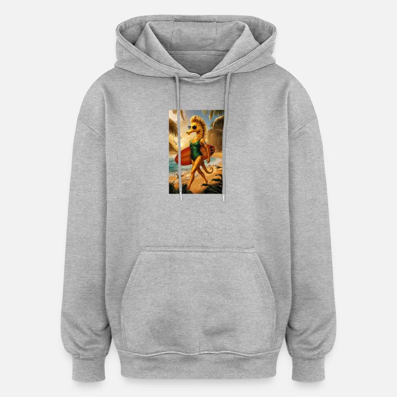 Surfer Humanoides Seepferdchen - Oversized Unisex Hoodie - Grau meliert
