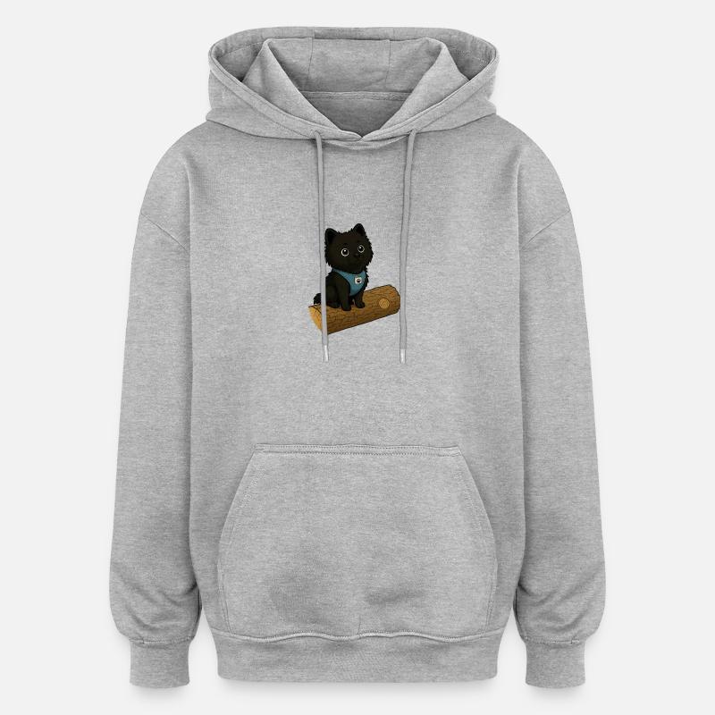 Chien mignon avec tronc d’arbre - Sweat à capuche oversize unisexe - gris chiné