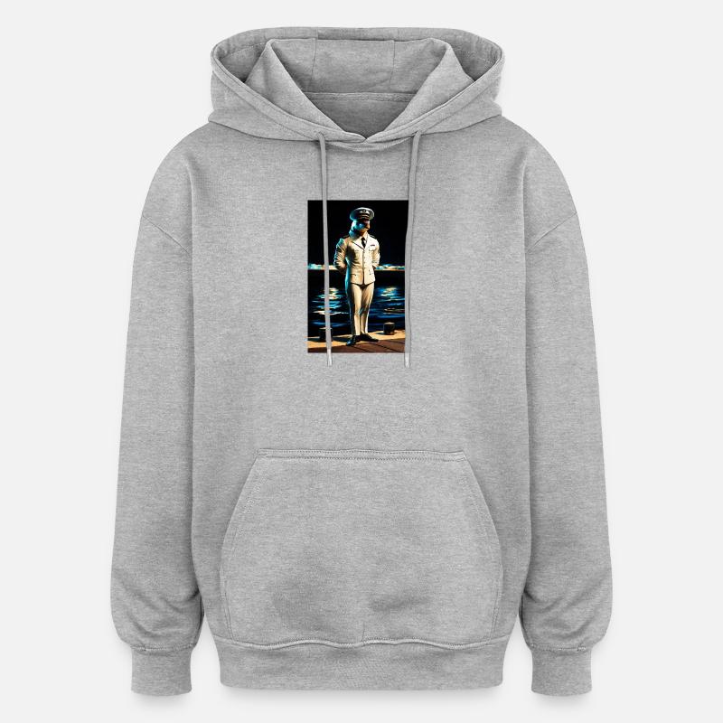 Dauphin humanoïde marin - Sweat à capuche oversize unisexe - gris chiné