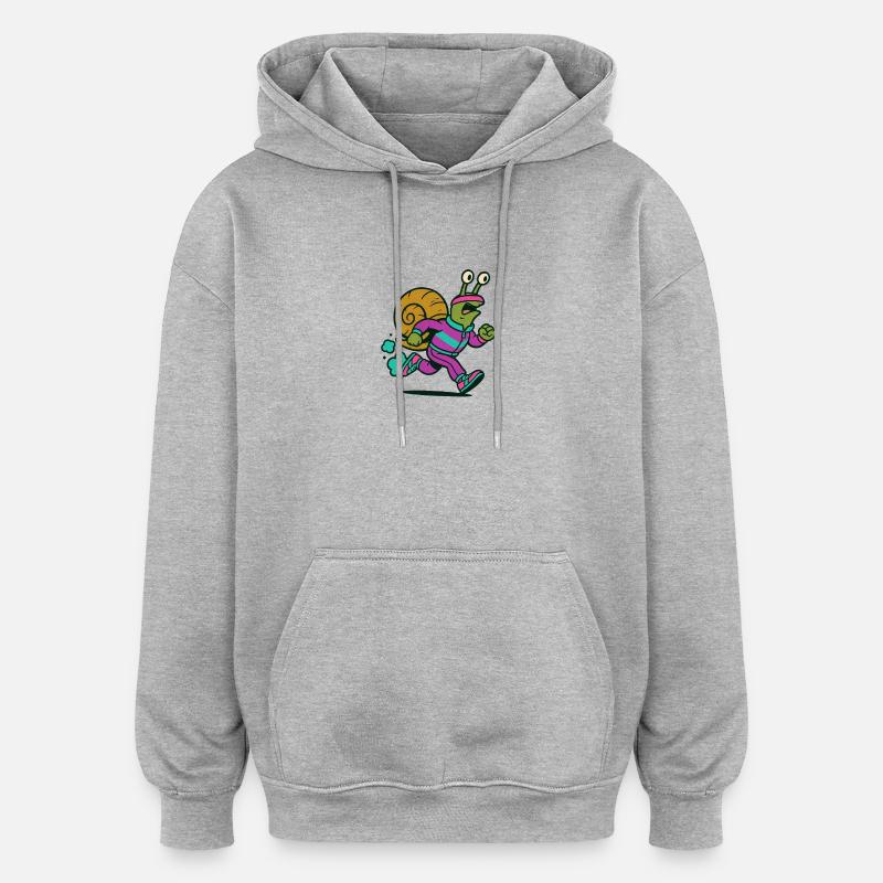 Escargot de course - Sweat à capuche oversize unisexe - gris chiné