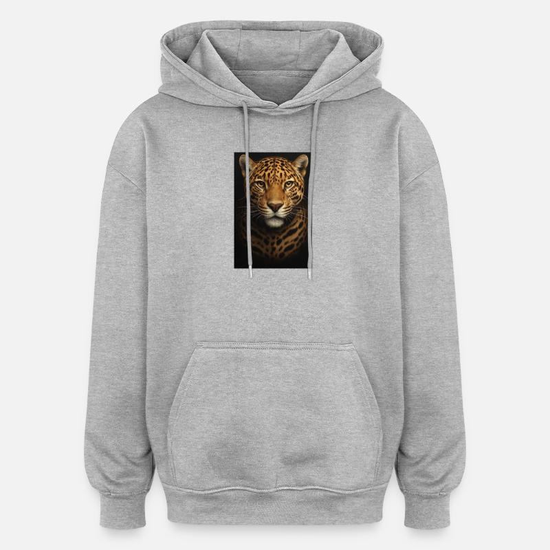 Data Analysis Illustration with Leopard - Oversized Unisex Hoodie - heather grey