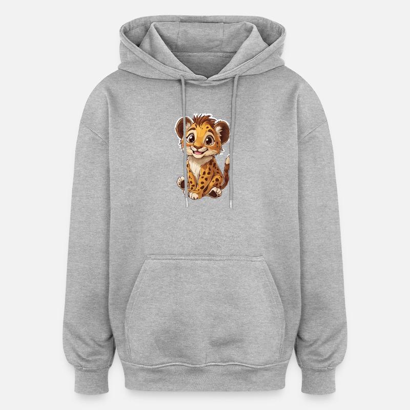 Löwe - Oversized Unisex Hoodie - Grau meliert