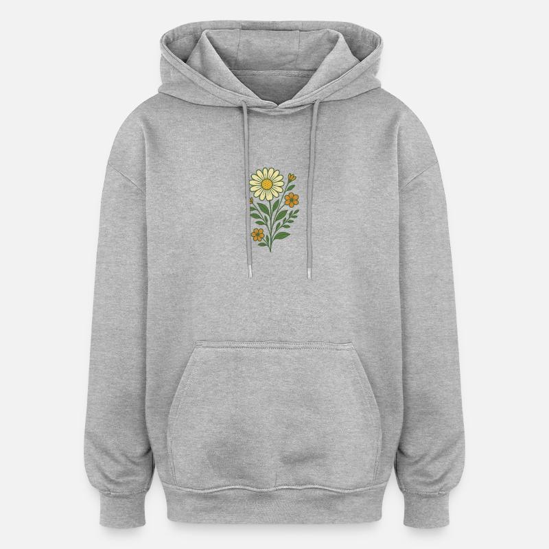 Bouquet de fleurs - Sweat à capuche oversize unisexe - gris chiné