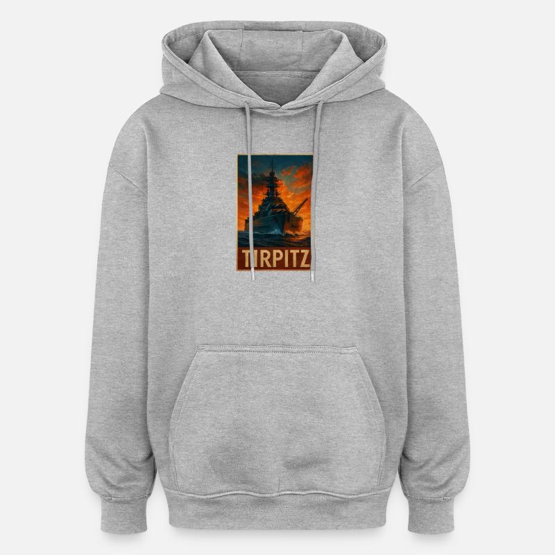 Tirpitz au crépuscule Affiche Marine - Sweat à capuche oversize unisexe - gris chiné