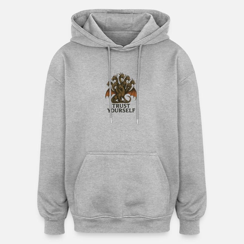 Dragon à neuf têtes : Faites-vous confiance - Sweat à capuche oversize unisexe - gris chiné