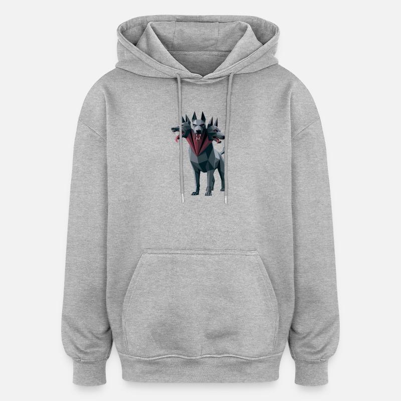 Cerberus - Cool Low Poly  Logo - Sweat à capuche oversize unisexe - gris chiné