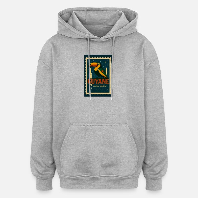 Toucan Spatial Guyane - Sweat à capuche oversize unisexe - gris chiné