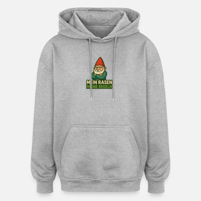 GartenGnome Dicton : Ma pelouse mes règles - Sweat à capuche oversize unisexe - gris chiné