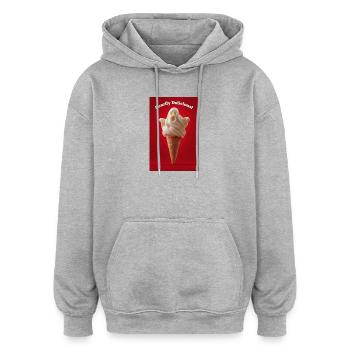 Ghost IceCream Effrayant - Sweat à capuche oversize unisexe - gris chiné - Devant - Noah (186cm)