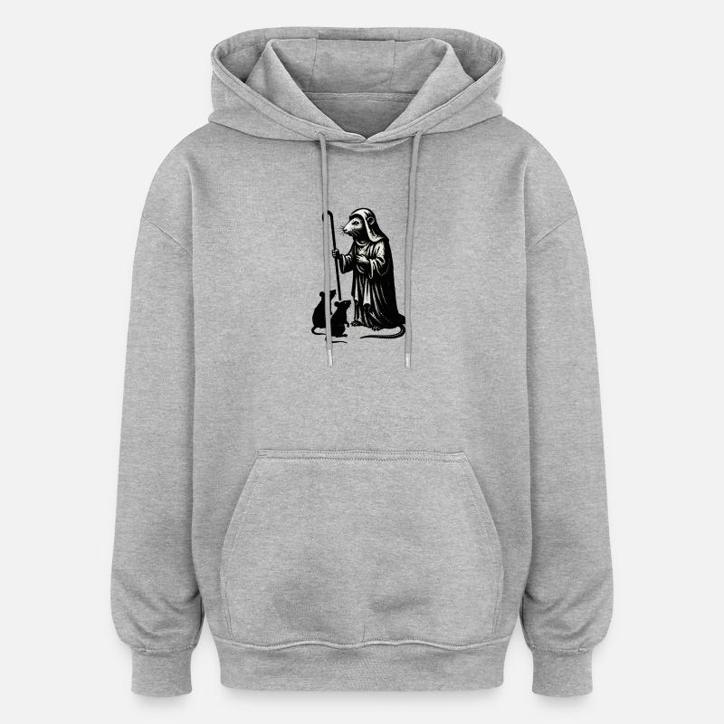Médecin de la peste et souris - Sweat à capuche oversize unisexe - gris chiné