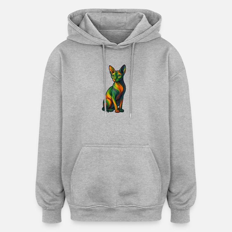 Le Sphynx - Sweat à capuche oversize unisexe - gris chiné