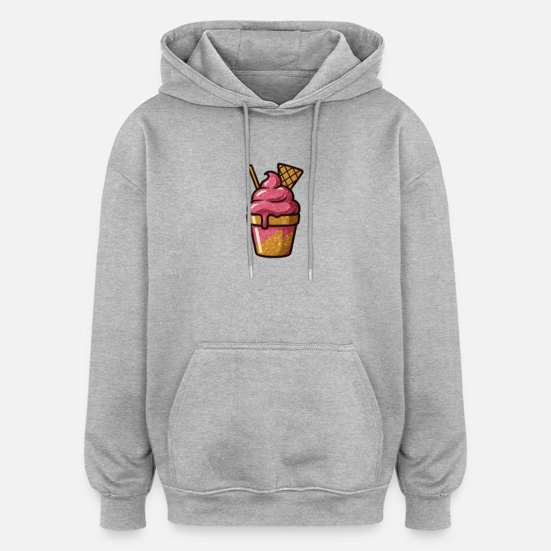 Pink Glitzer Eiscreme Becher - Oversized Unisex Hoodie - heather grey