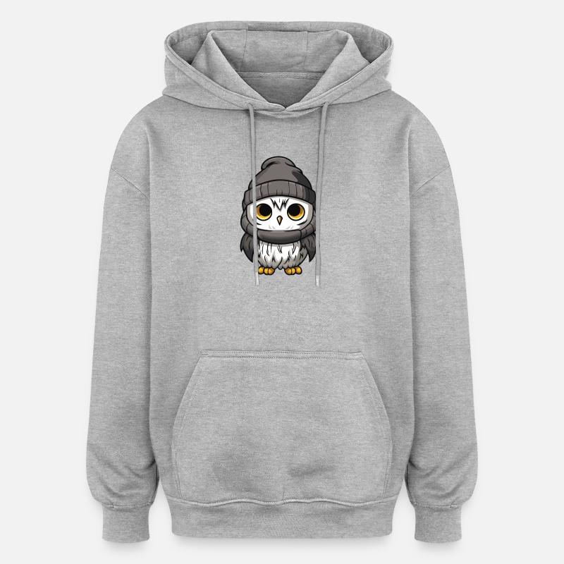 Eule Comic Winter Cozy - Oversized Unisex Hoodie - Grau meliert