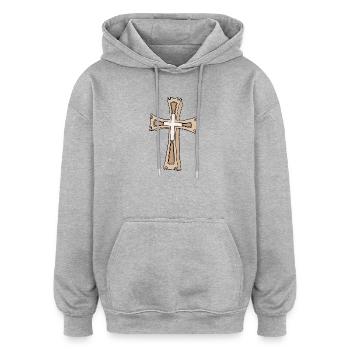 Sierlijke Kruis Crest - Oversized uniseks hoodie - grijs gemêleerd - Voor - Noah (186cm)