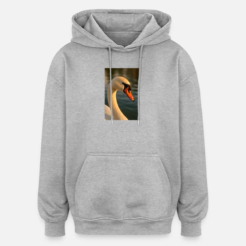 Vogel - Schwan - Oversized Unisex Hoodie - Grau meliert