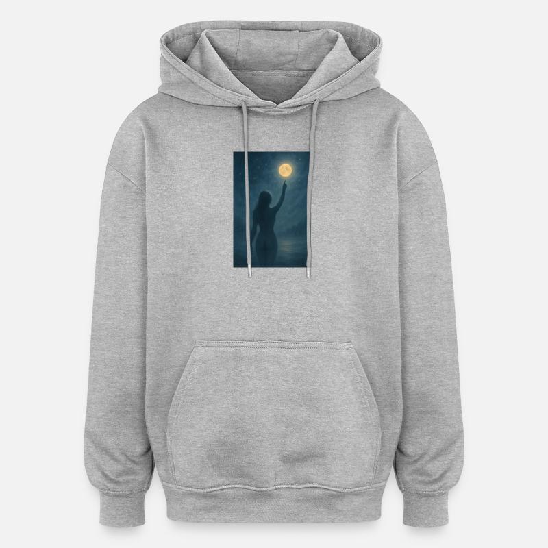 Touche de lune dans Night Dream - Sweat à capuche oversize unisexe - gris chiné
