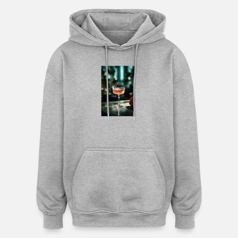 Rosa Cocktail Splash im Coupe-Glas - Oversized Unisex Hoodie - Grau meliert