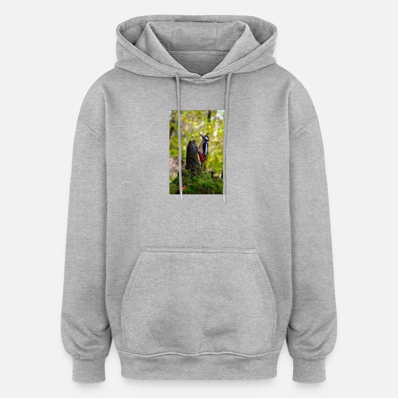 Pic sur bûche moussue - Sweat à capuche oversize unisexe - gris chiné