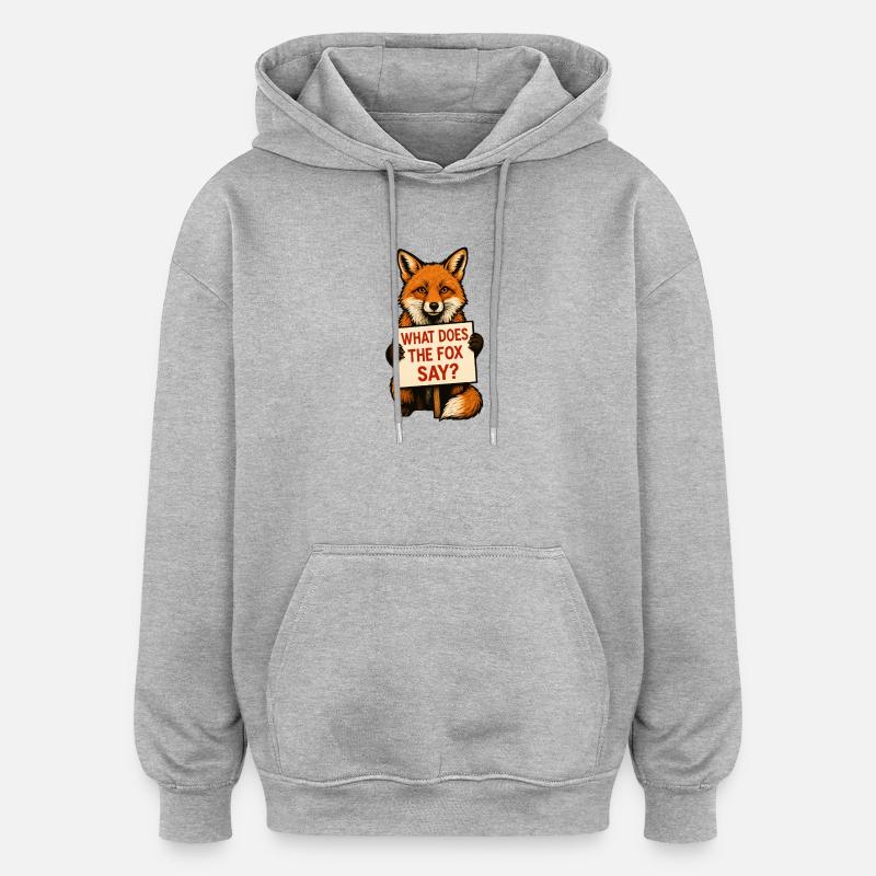 Renard | Que dit le renard ? - Sweat à capuche oversize unisexe - gris chiné