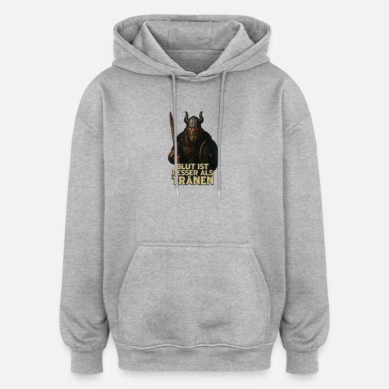 Nordblut_Der_letzte_Krieger - Sweat à capuche oversize unisexe - gris chiné