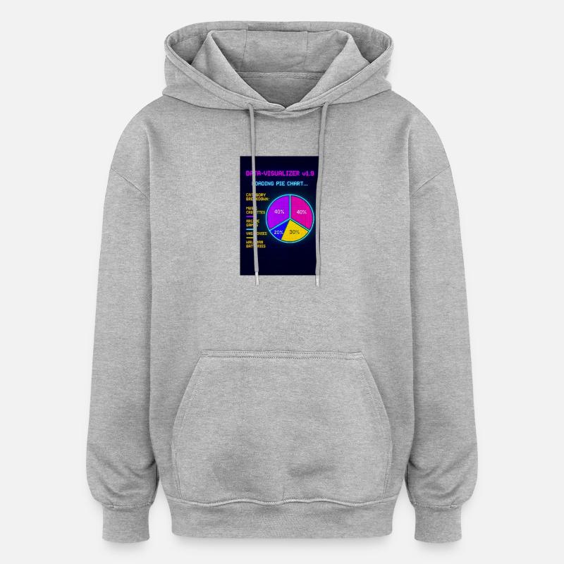 Graphique circulaire néon Visuel rétro - Sweat à capuche oversize unisexe - gris chiné
