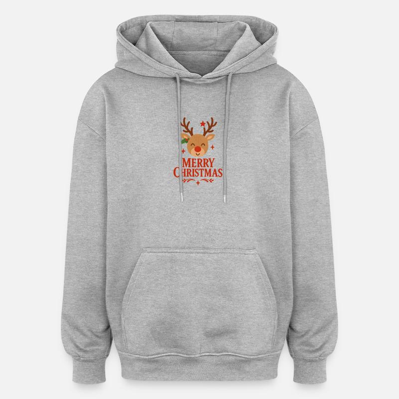 Cerf Rudolph Joyeux Noël doux - Sweat à capuche oversize unisexe - gris chiné