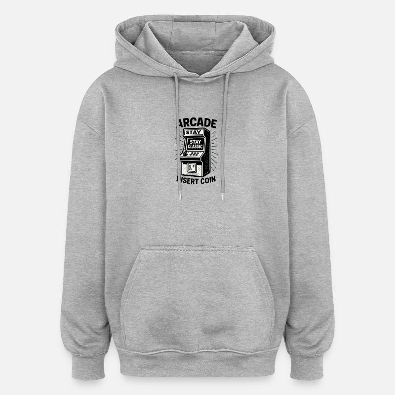 Arcade Klassiker Insert Coin - Oversized Unisex Hoodie - Grau meliert