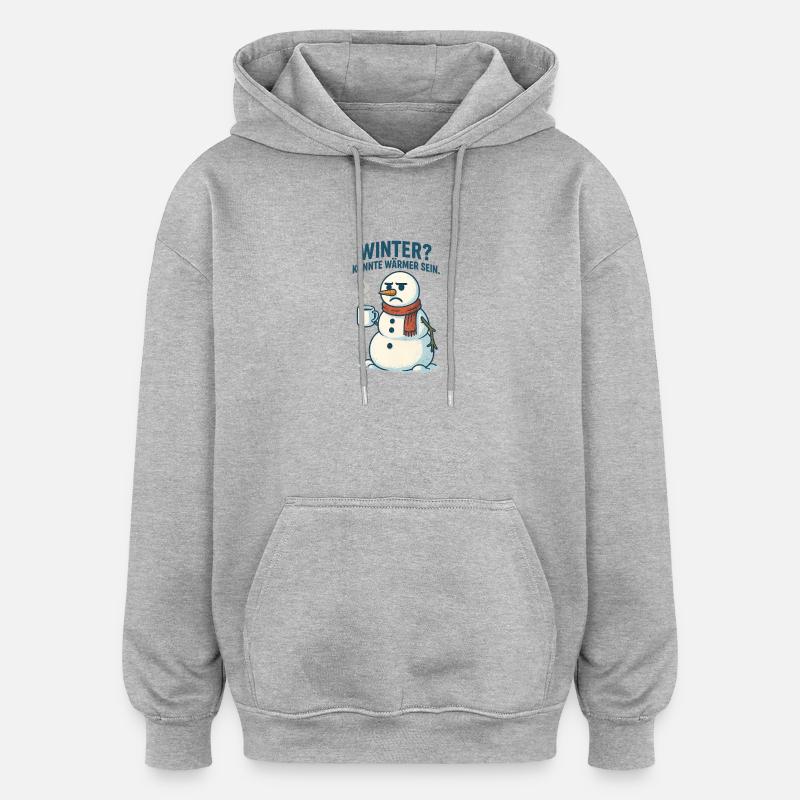 Winter? Wärm dich mit Kaffee - Oversized Unisex Hoodie - Grau meliert