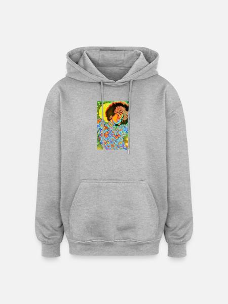 Butterfly Soul in Neon Bloom - Oversized Unisex Hoodie - heather grey