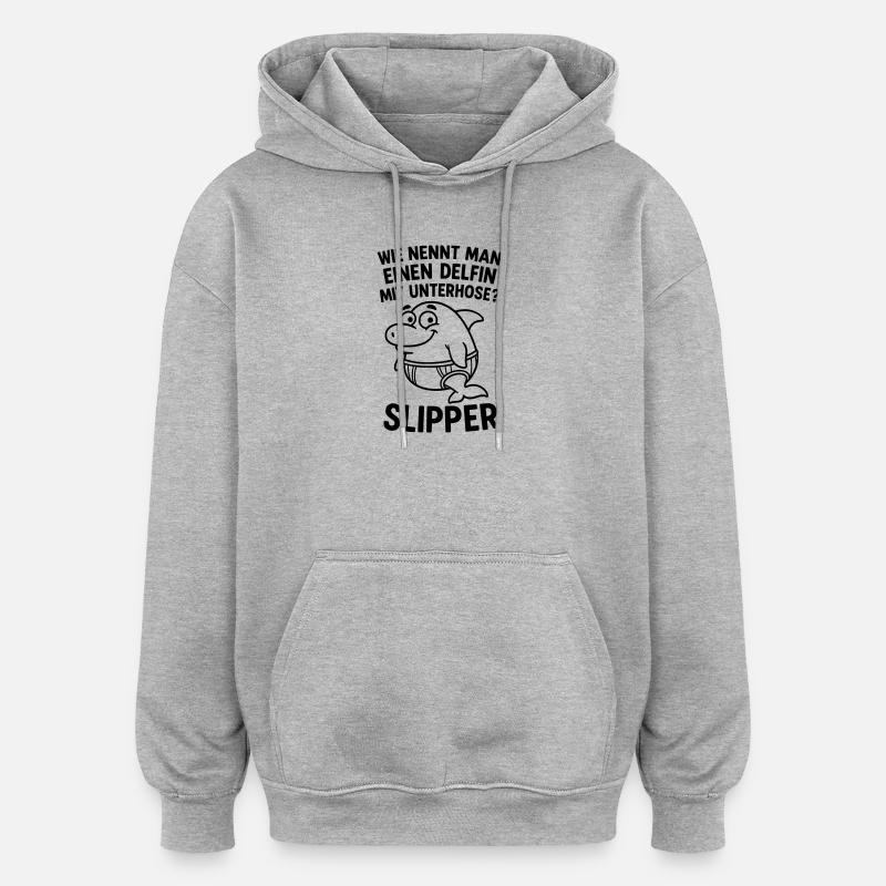 slipper delfin unterhose witz - Oversized Unisex Hoodie - Grau meliert