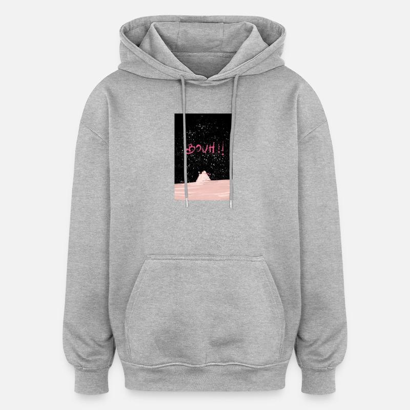 Bonhomme de neige Bouh !! - Sweat à capuche oversize unisexe - gris chiné