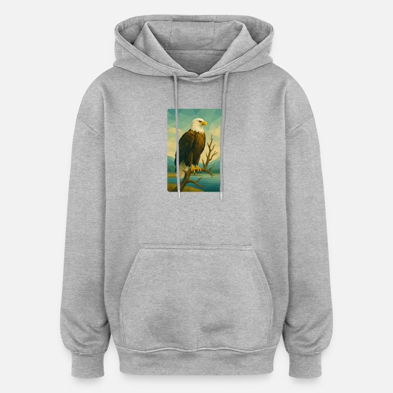 Polynature Bald Eagle - Oversized Unisex Hoodie - heather grey